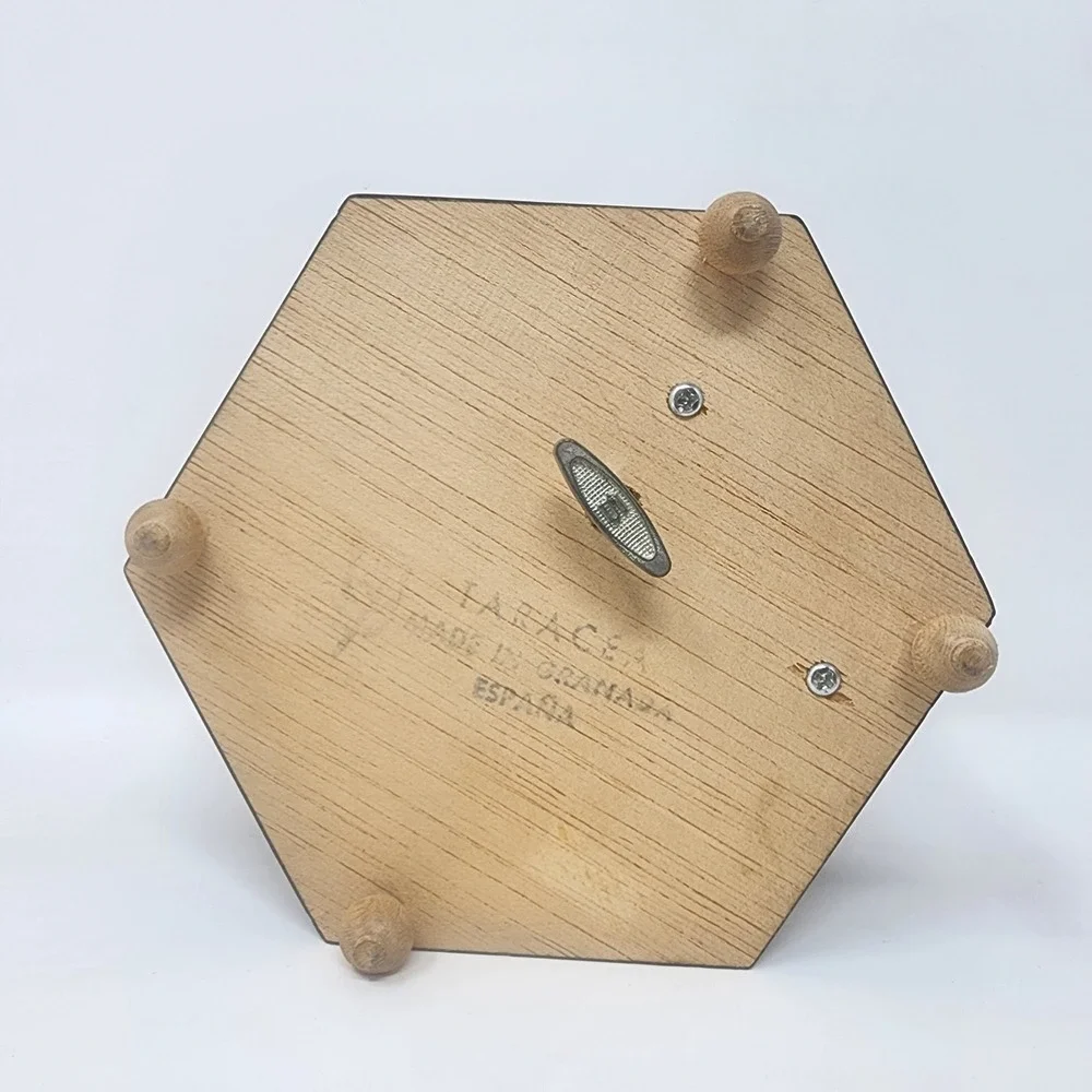 Handmade Music Jewelry Box Wood‎ Inlay Taracea Marquetry Hexagon Shape Spain